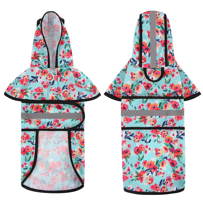 HDE Dog Raincoat Jacket Reflective Adjustable Hooded Pet Poncho Rain Coat with Leash Hole for Small to X-Large Dogs Turquoise - XL - Image 3